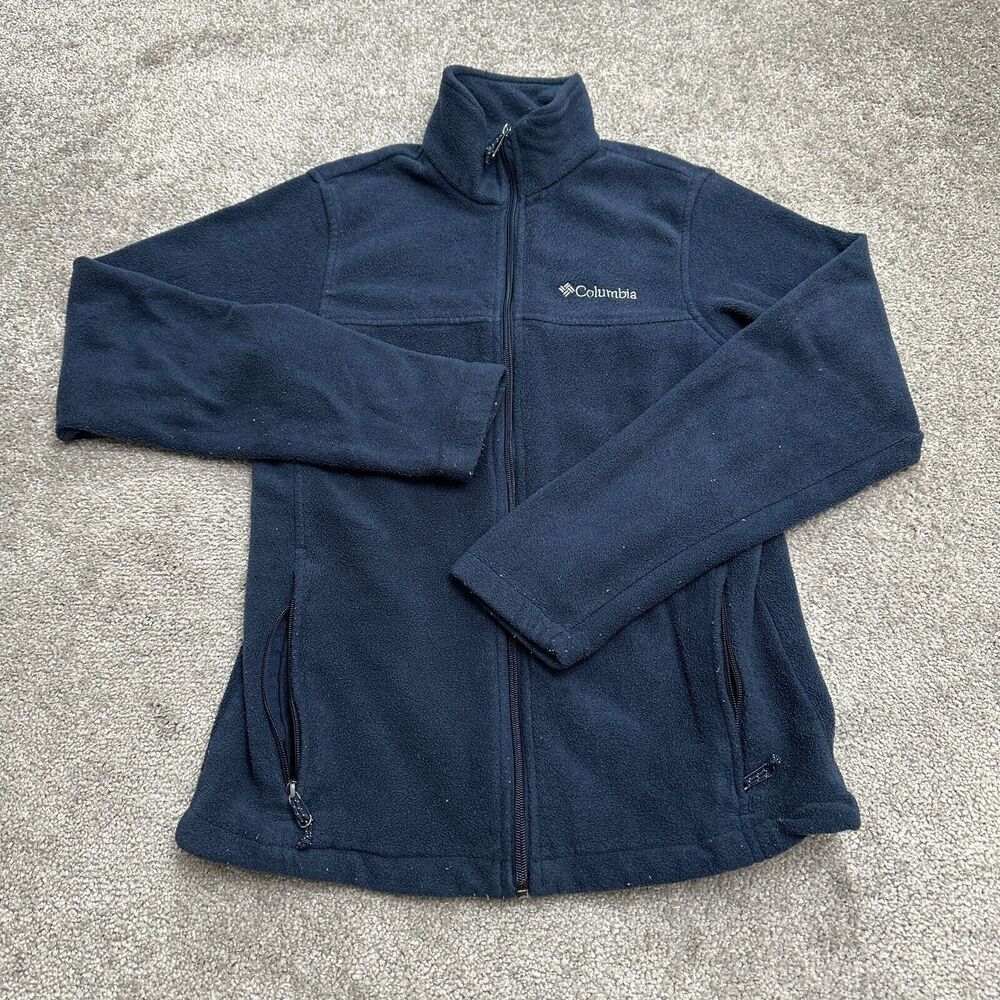 Columbia Steens Mountain Fleece Jacket Mens Small Blue Full Zip Pocket Outdoor